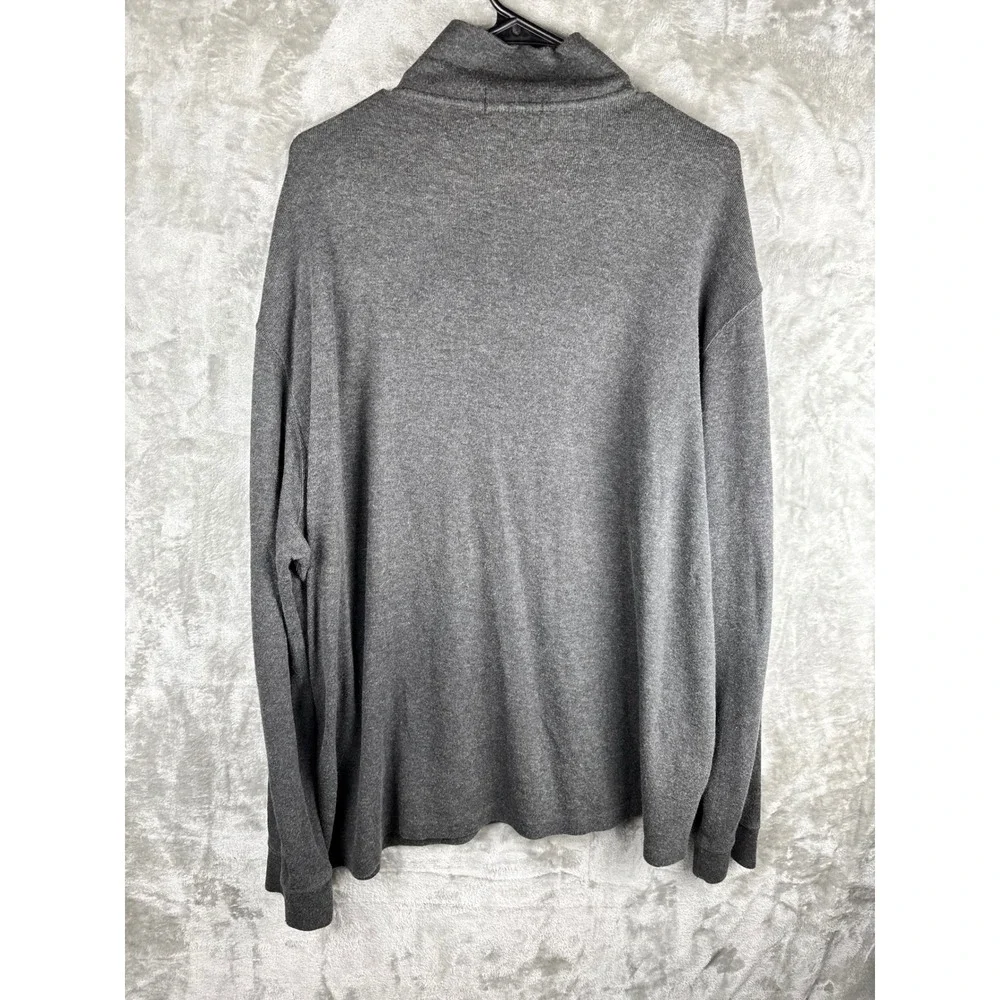 Polo Ralph Lauren Men's Gray Estate Rib Quarter Zip‎ Preppy Heritage Sweater XXL